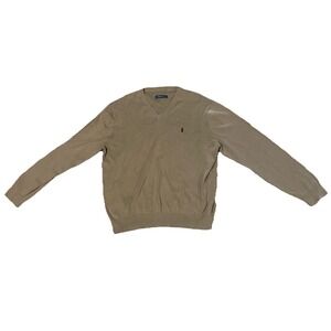 Polo Ralph Lauren Sweater Mens Large Pima Cotton V-Neck Pullover Preppy Academia